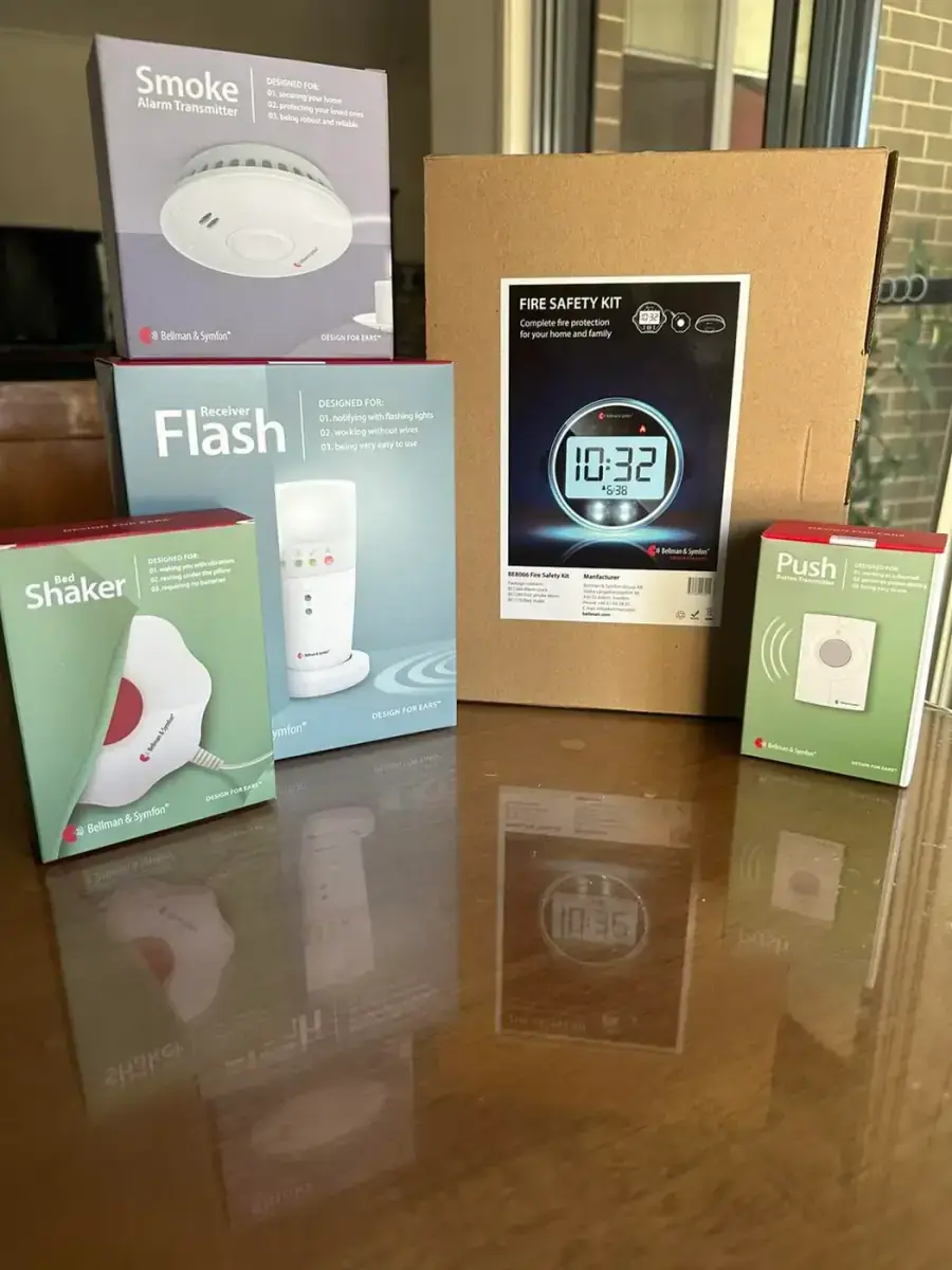 Smoke alarm and fire safety kit with strobe, shaker and push alert units installed by Electrikell Qld